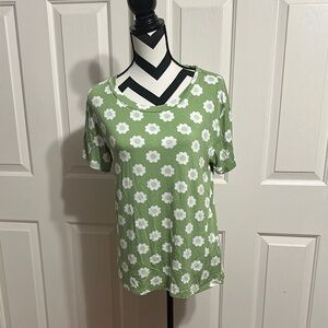 MODCLOTH Green Short Sleeve T-Shirt with Floral Print